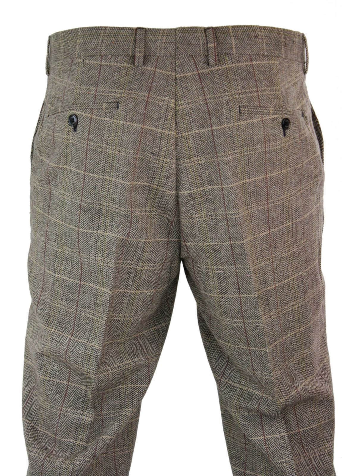 Moške hlače Peaky Blinders s tvidom in vzorcem ribje kosti, volnene, klasične