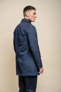Barracuda - Moški lahki klasični trenčkot mornarsko moder