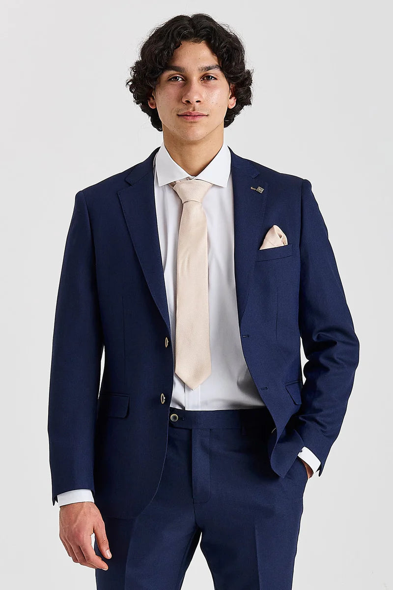 Belmont - Moški blazer mornarsko modre barve, krojen