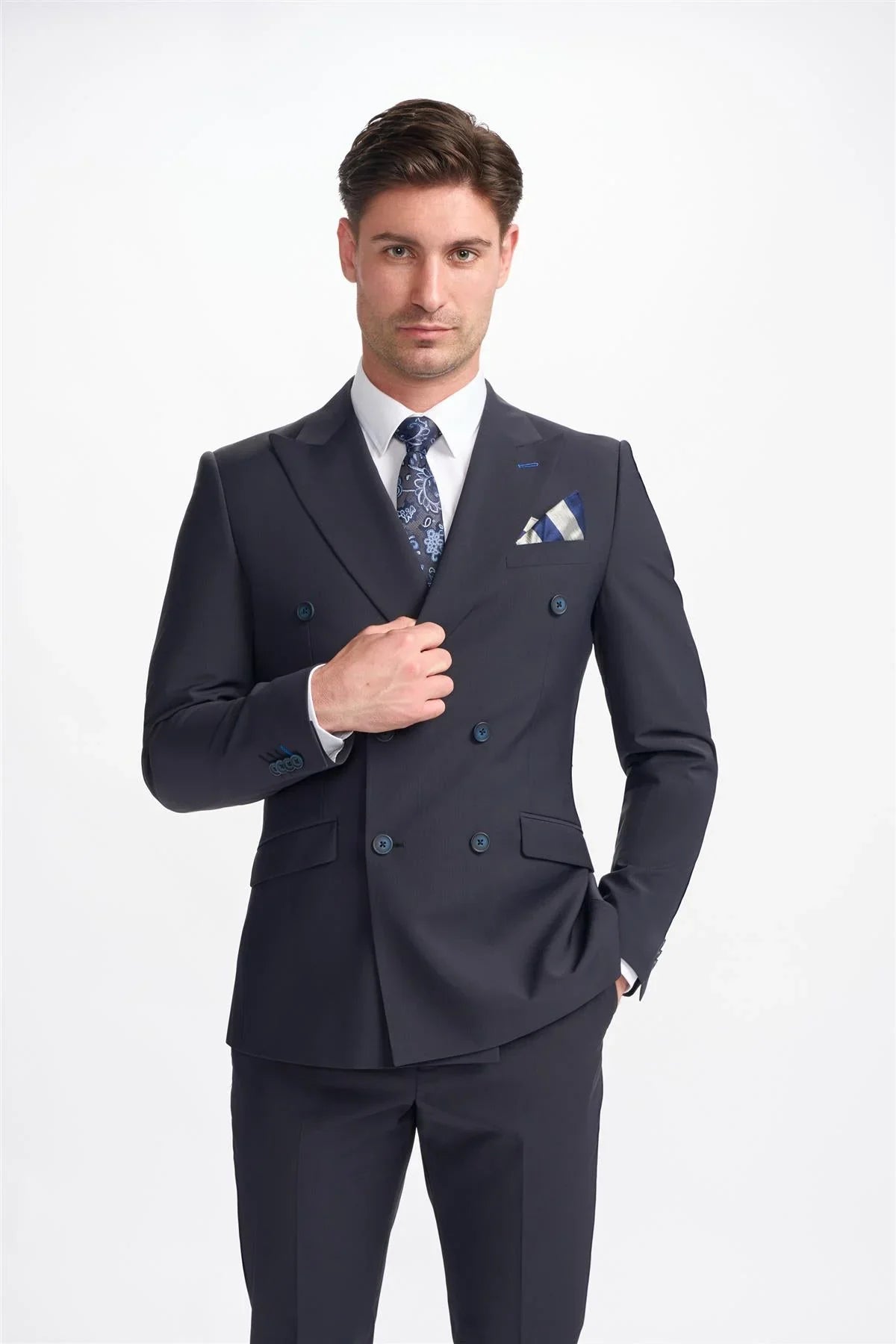 Bond - Moški temno moder dvoredni blazer
