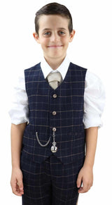 Fantovski temno moder karo tridelni kostum - Peaky Blinders Suit Shelby