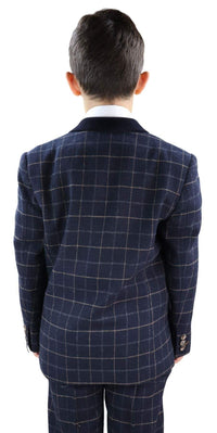 Fantovski temno moder karo tridelni kostum - Peaky Blinders Suit Shelby