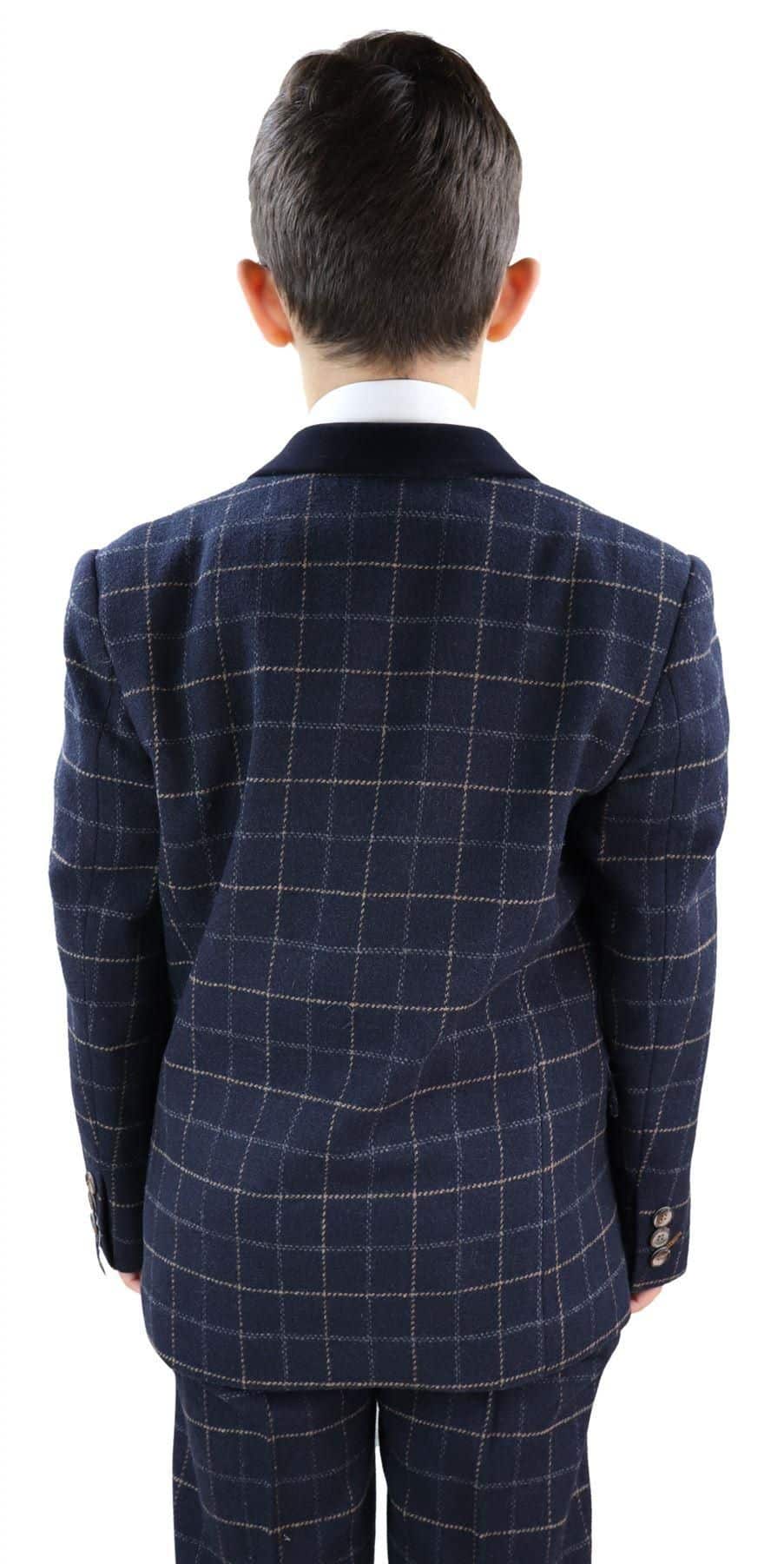 Fantovski temno moder karo tridelni kostum - Peaky Blinders Suit Shelby