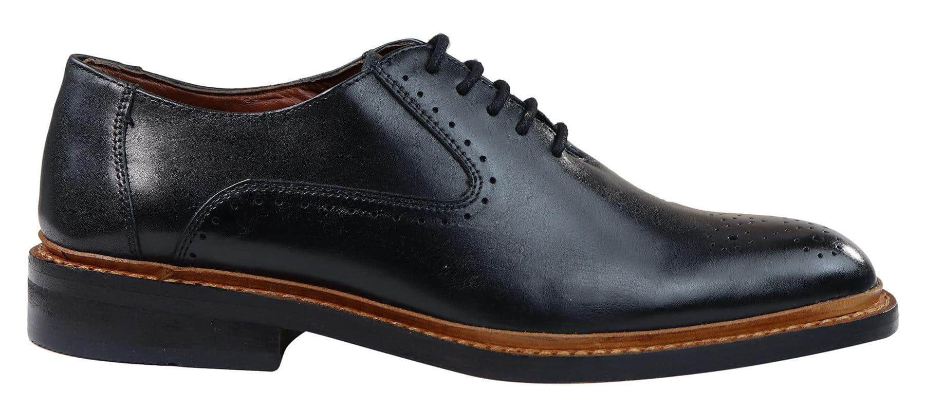 Moški brogue oxford čevlji rjave barve s črnimi vezalkami, usnjeni Goodyear Welted