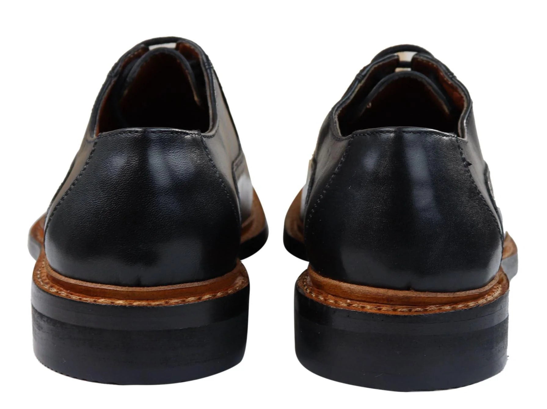 Moški brogue oxford čevlji rjave barve s črnimi vezalkami, usnjeni Goodyear Welted