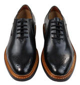 Moški brogue oxford čevlji rjave barve s črnimi vezalkami, usnjeni Goodyear Welted