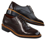 Moški brogue oxford čevlji rjave barve črne barve z vezalkami, usnjeni Goodyear Welted