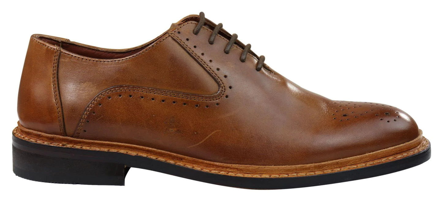 Moški brogue oxford čevlji rjave barve s črnimi vezalkami, usnjeni Goodyear Welted