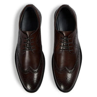 Cambridge - Moški temno rjavi derby čevlji Wingtip Brogue