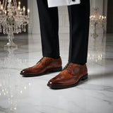 Cambridge - Moški rjavi derby čevlji Wingtip Brogue