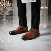 Cambridge - Moški rjavi derby čevlji Wingtip Brogue