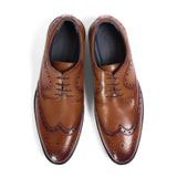 Cambridge - Moški rjavi derby čevlji Wingtip Brogue