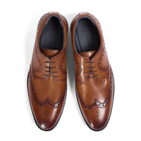 Cambridge - Moški rjavi derby čevlji Wingtip Brogue
