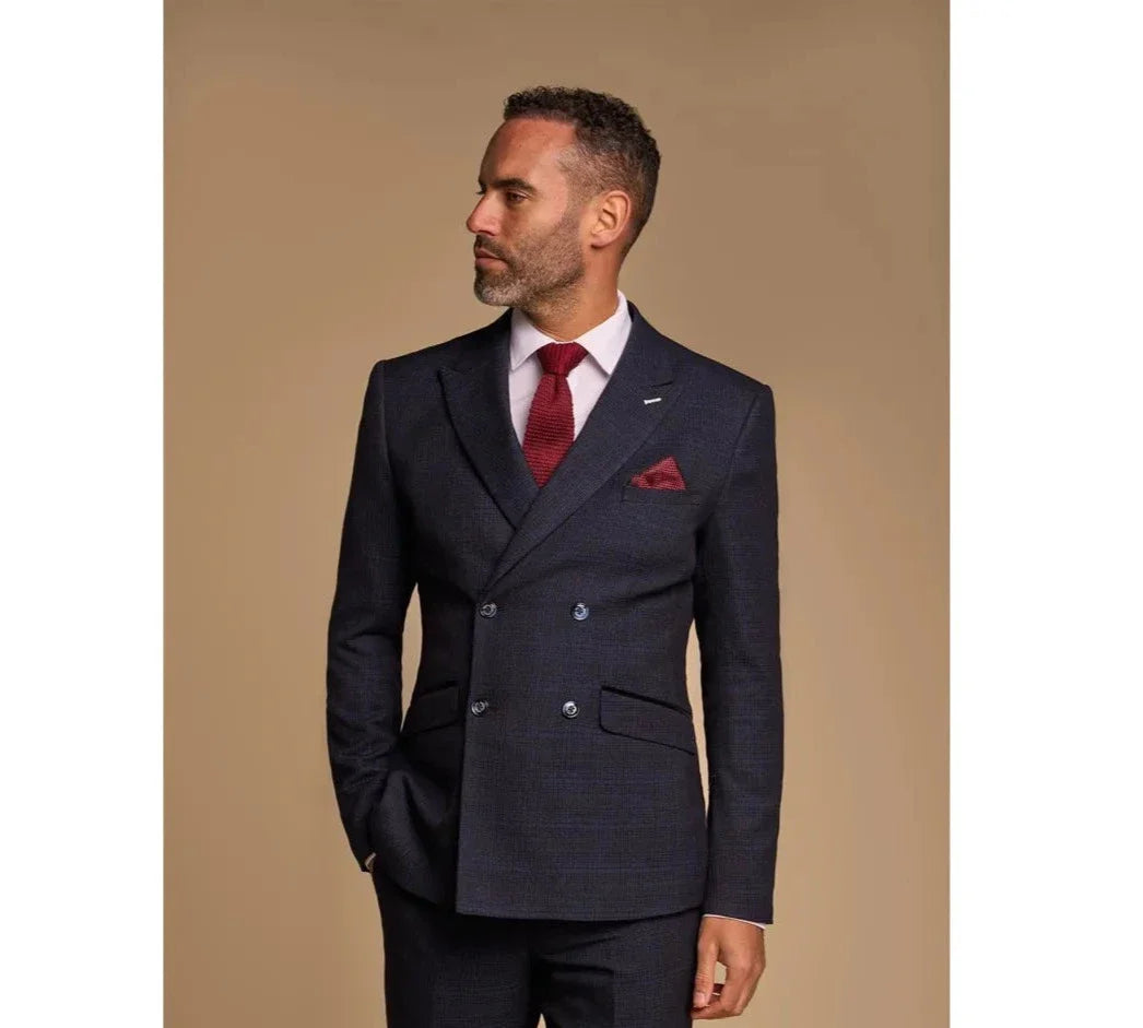Caridi - Moški temno moder blazer z dvojnim zapenjanjem
