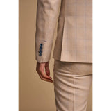 Caridi - Moška dvodelna bež obleka z dvojnim zapenjanjem