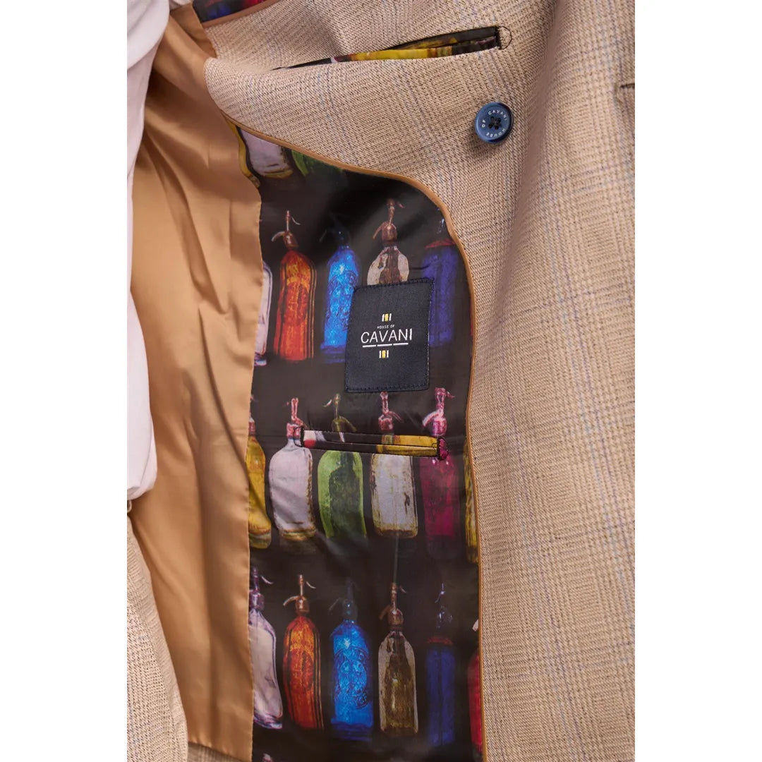 Caridi - Moška dvodelna bež obleka z dvojnim zapenjanjem