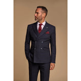 Caridi - Moška dvodelna obleka z dvojnim zapenjanjem v temno modri barvi