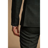 Caridi - Moška dvodelna olivno zelena obleka z dvojnim zapenjanjem