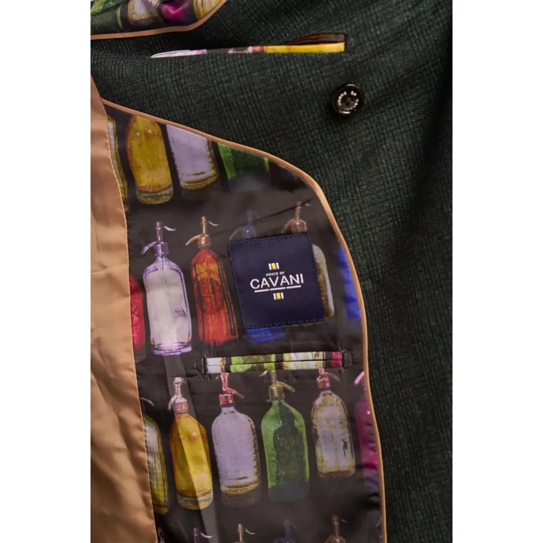 Caridi - Moška dvodelna olivno zelena obleka z dvojnim zapenjanjem