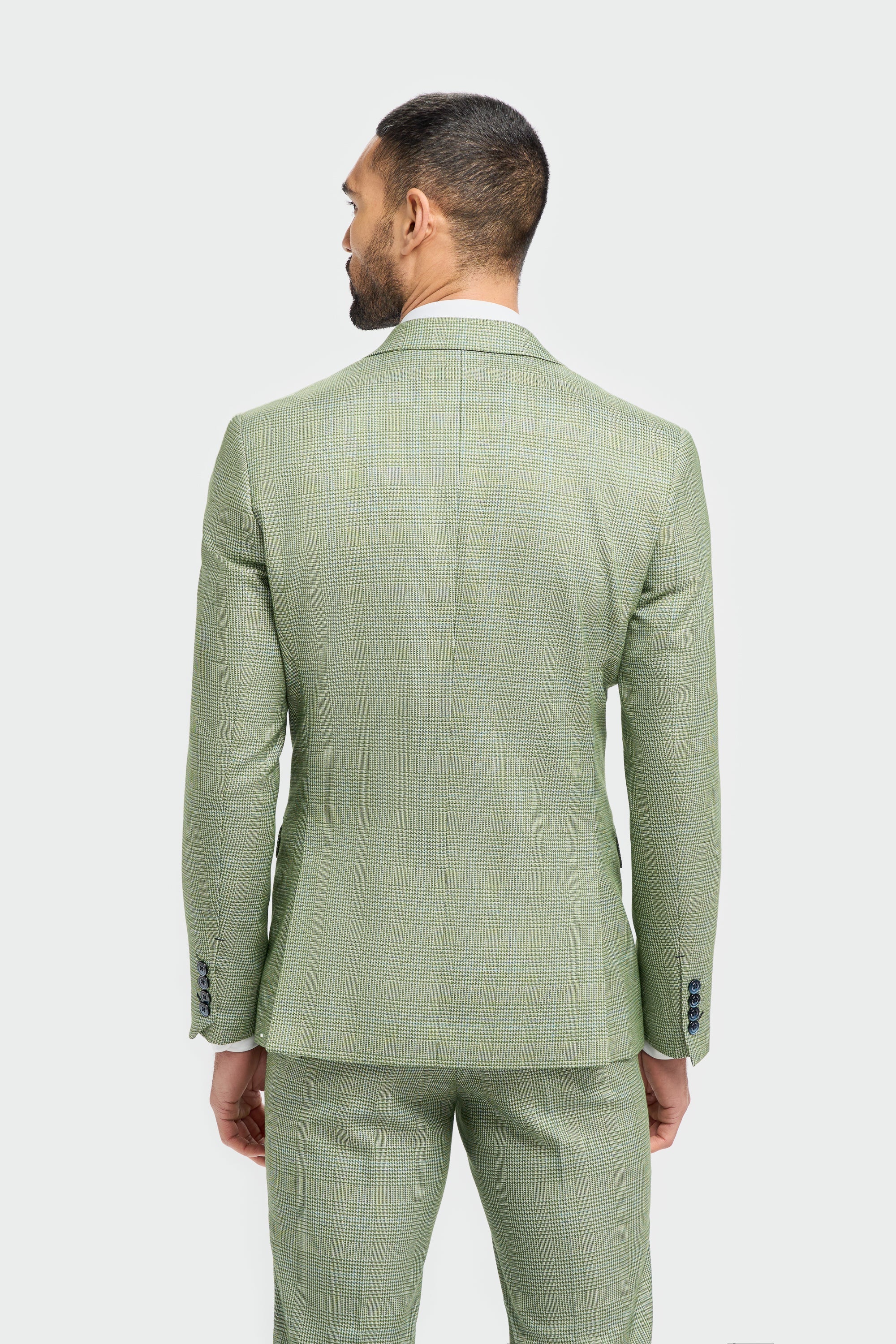Caridi - Moški žajbljevo zelen karo krojeni blazer