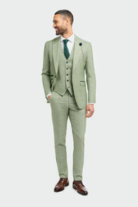Caridi - Moški žajbljevo zelen karo krojeni blazer