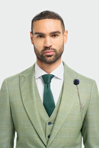 Caridi - Moški žajbljevo zelen karo krojeni blazer