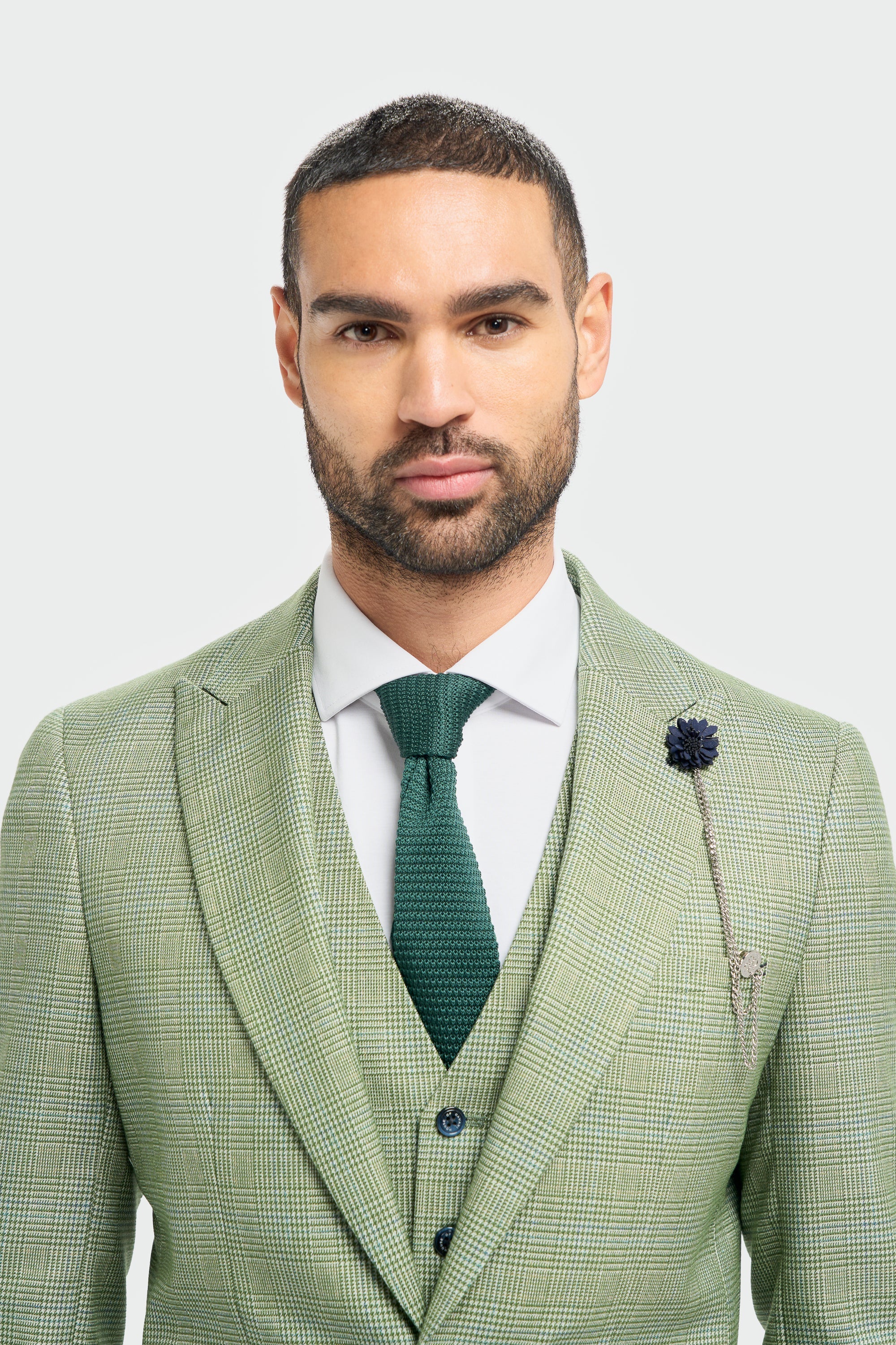 Caridi - Moški žajbljevo zelen karo krojeni blazer