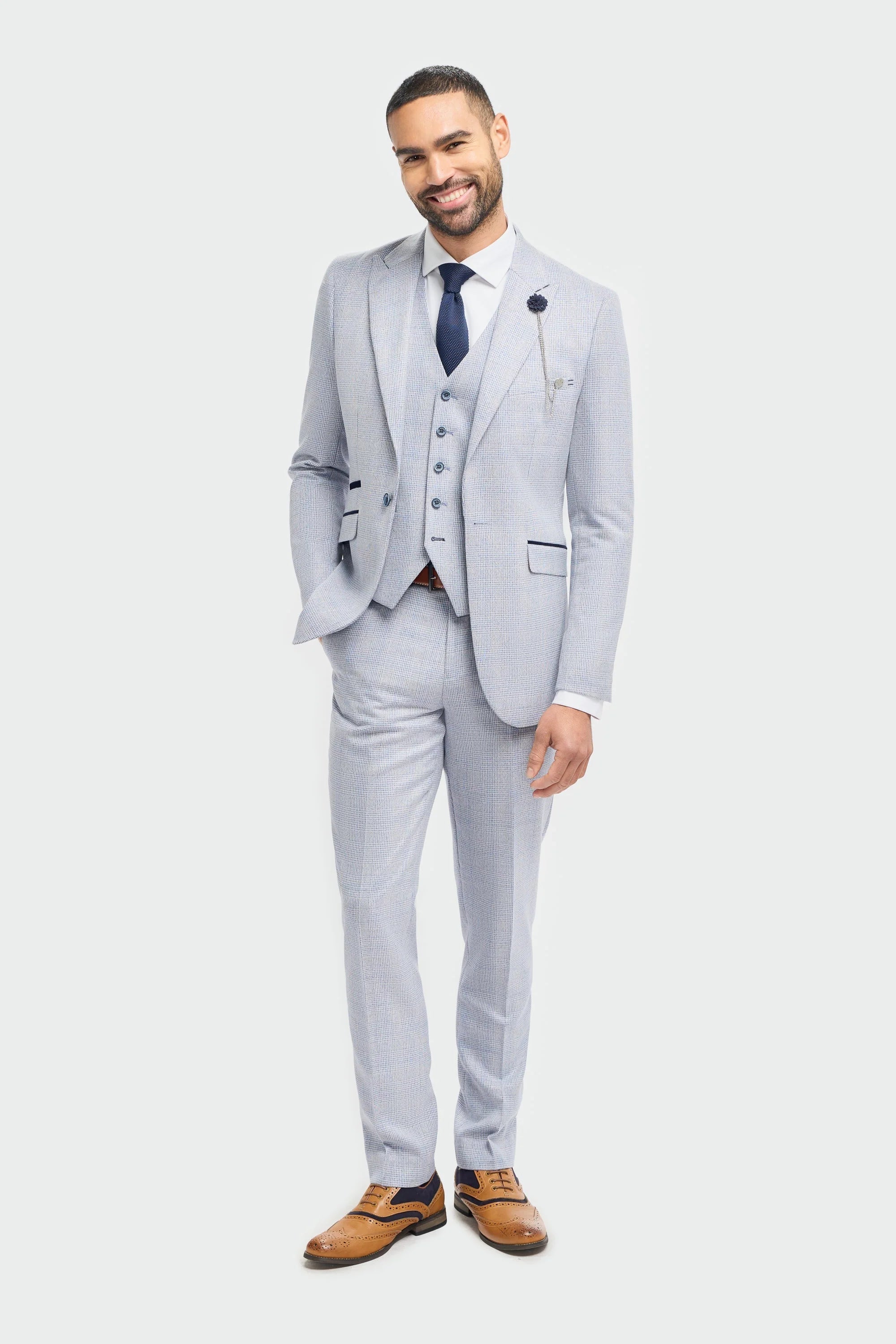 Caridi - Moški svetlo moder poročni blazer