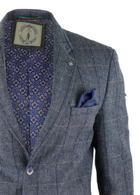 Moški vintage blazer z vzorcem ribje kosti - Cavani Albert-Oglje