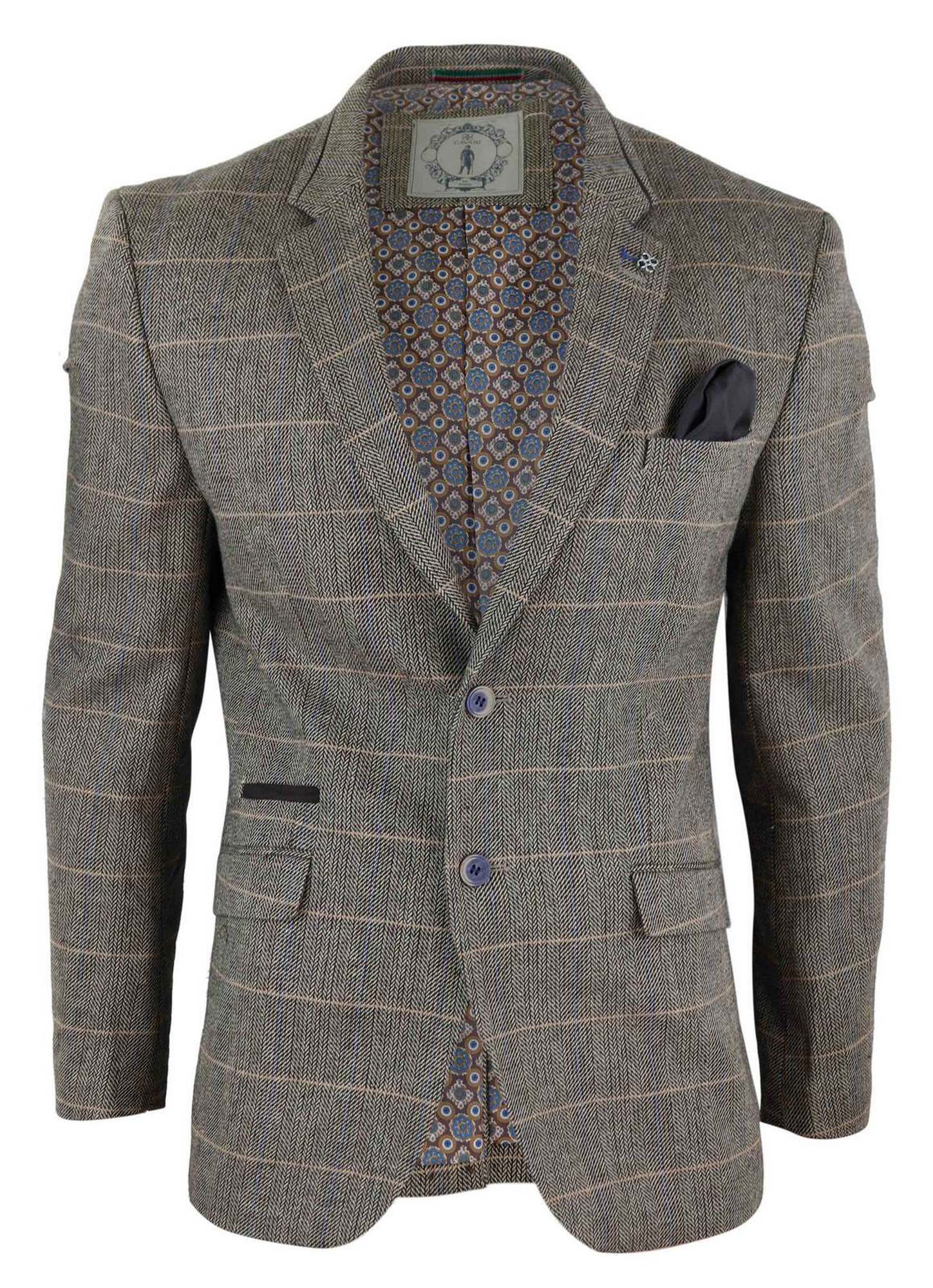 Moški vintage blazer s karo vzorcem ribje kosti - Cavani Albert-Ran
