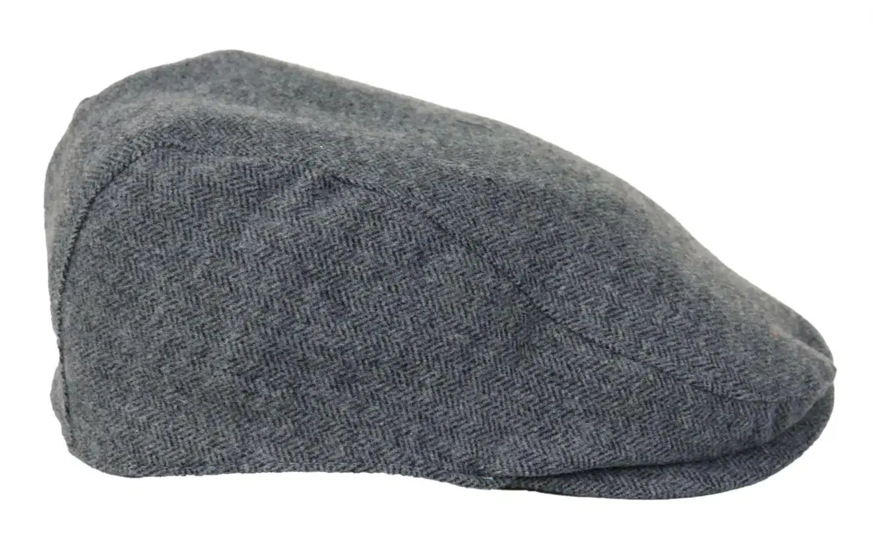 Moška ploska kapa Baker Boy 8 Panel Grandad Tweed Herringbone Grey Vintage