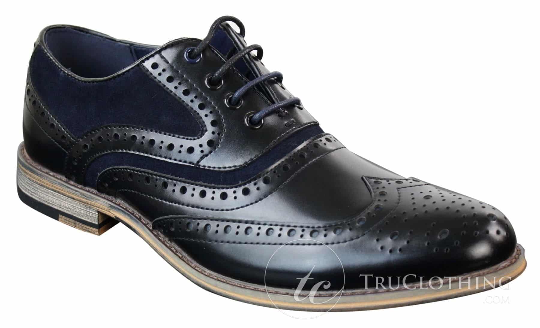 Moški elegantni, casual, retro čevlji Gatsby Brouges iz pravega usnja in semiša