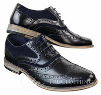 Moški elegantni, casual, retro čevlji Gatsby Brouges iz pravega usnja in semiša