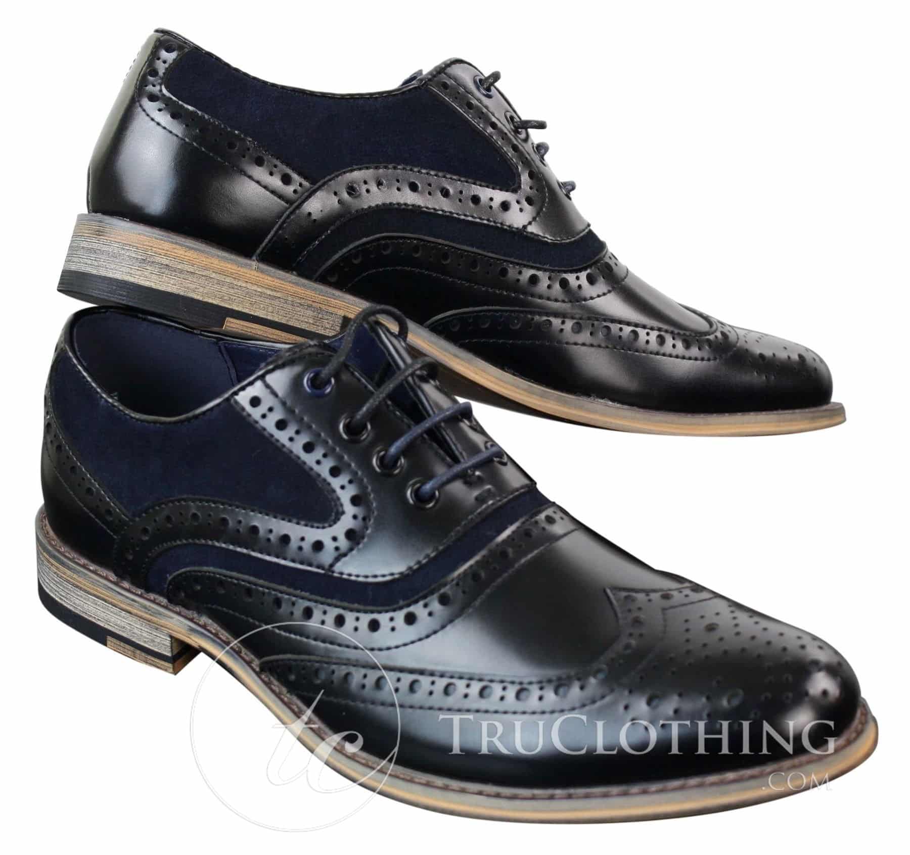 Moški elegantni, casual, retro čevlji Gatsby Brouges iz pravega usnja in semiša
