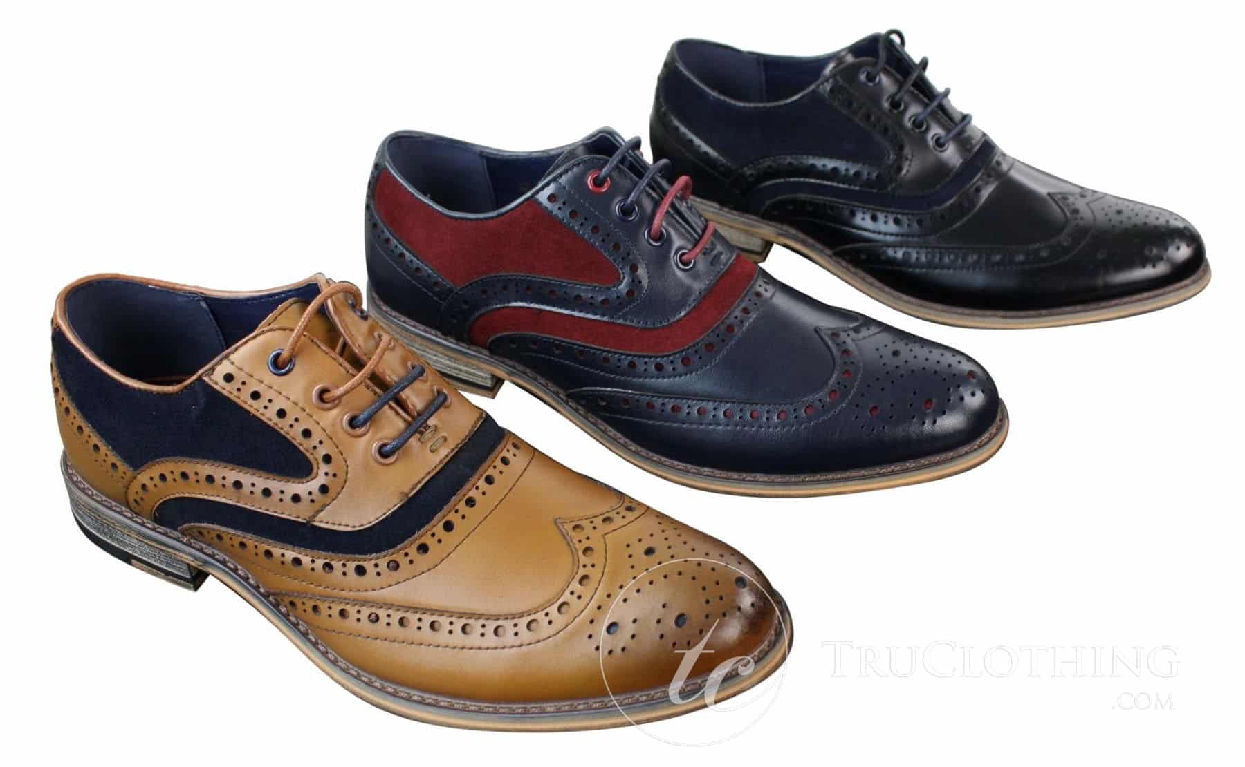 Moški elegantni, casual, retro čevlji Gatsby Brouges iz pravega usnja in semiša