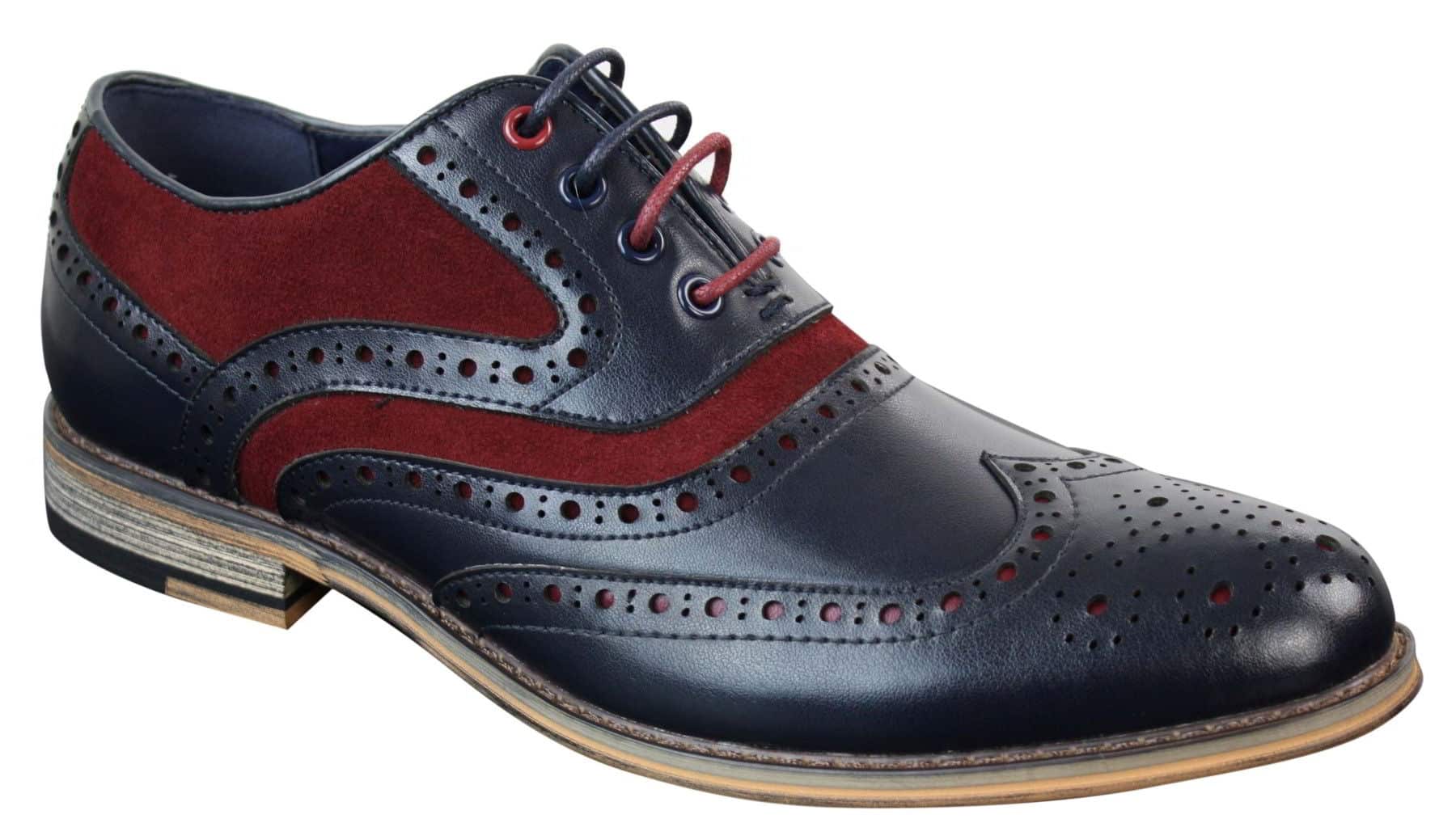 Moški elegantni, casual, retro čevlji Gatsby Brouges iz pravega usnja in semiša
