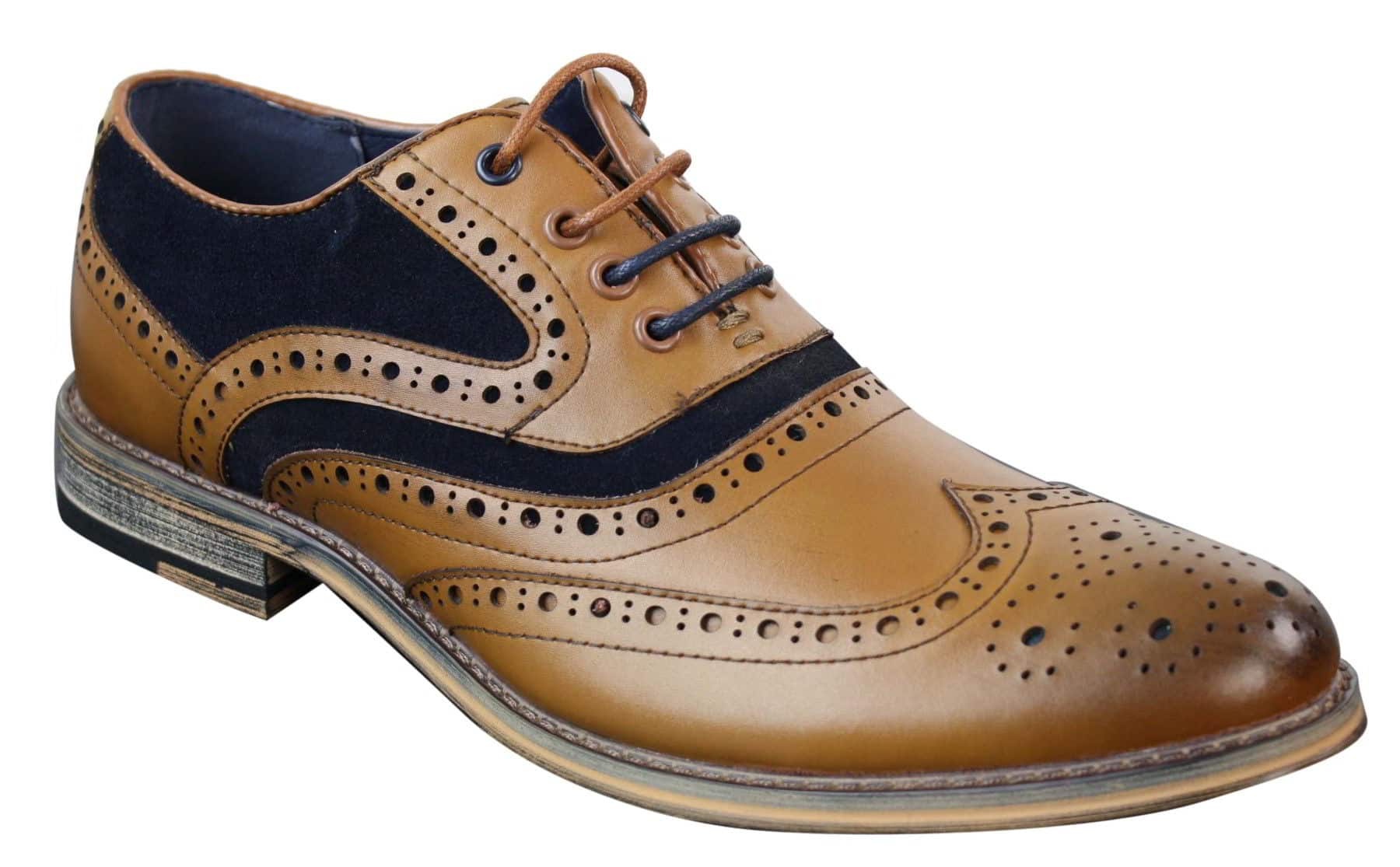 Moški elegantni, casual, retro čevlji Gatsby Brouges iz pravega usnja in semiša