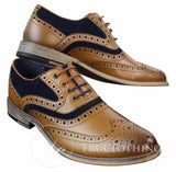 Moški elegantni, casual, retro čevlji Gatsby Brouges iz pravega usnja in semiša
