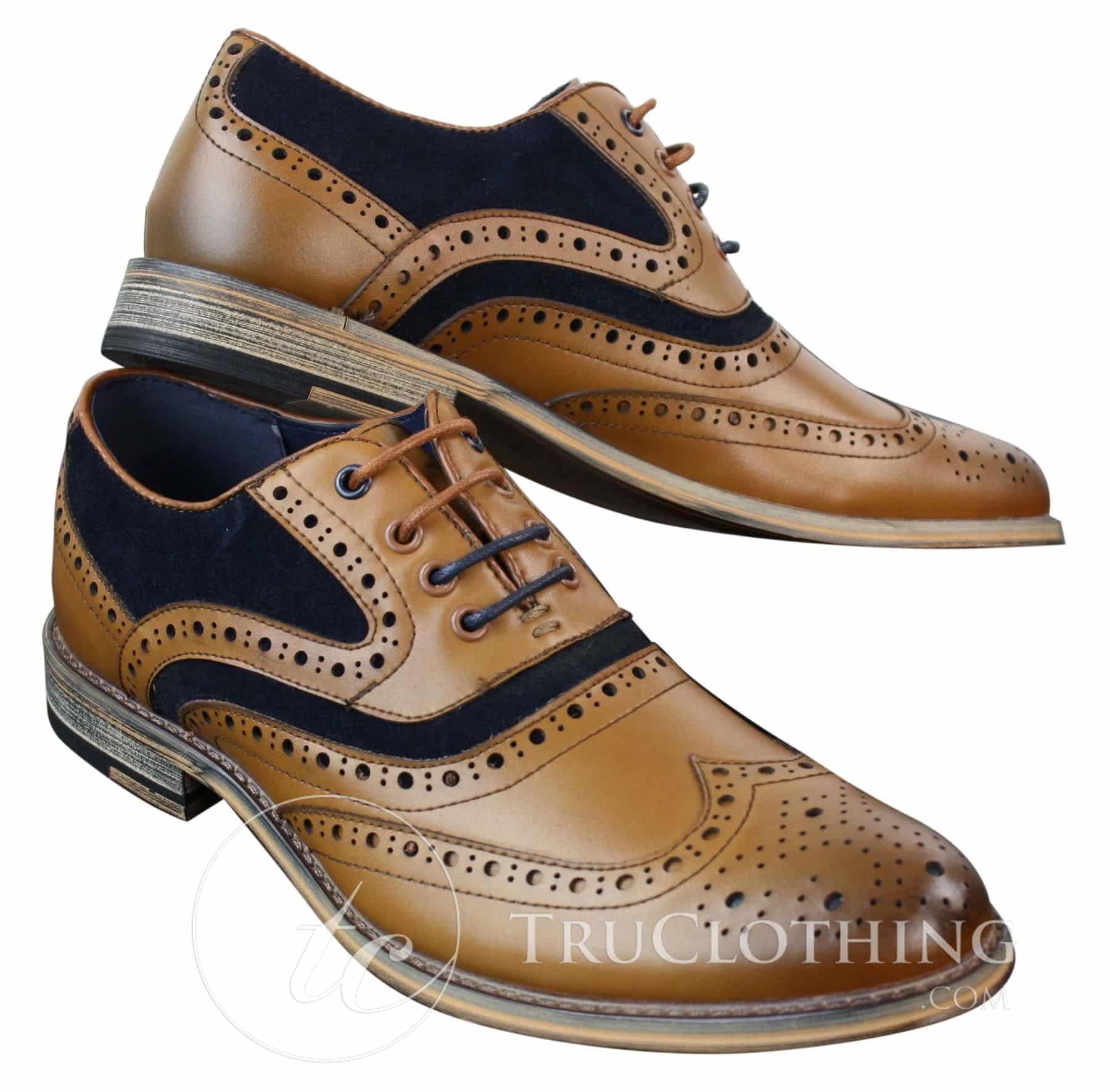 Moški elegantni, casual, retro čevlji Gatsby Brouges iz pravega usnja in semiša