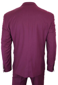 Cavani Magnus - Moška 3-delna obleka Cassic v bordo vinske barve