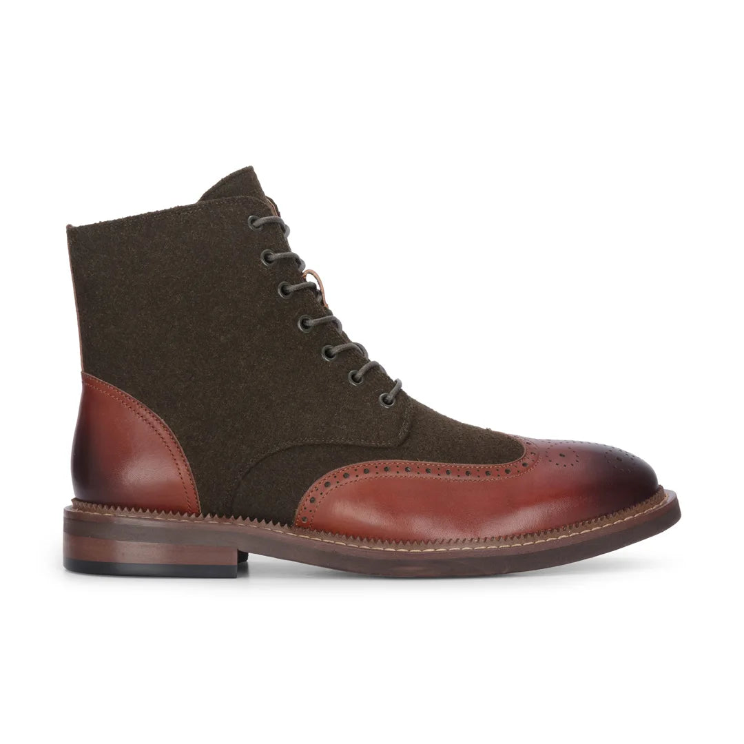 Clifford - Moški kaki rjavi usnjeni gležnjarji brogue