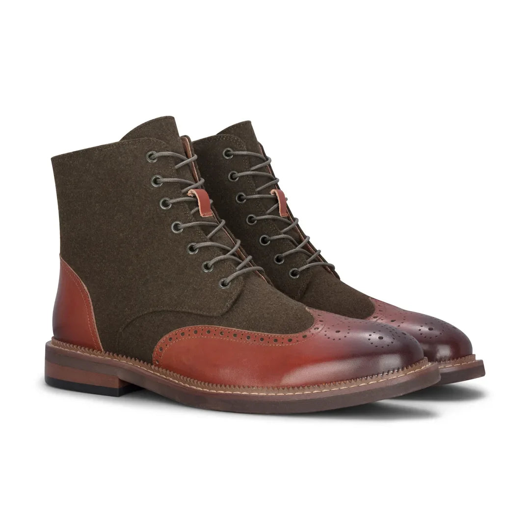 Clifford - Moški kaki rjavi usnjeni gležnjarji brogue