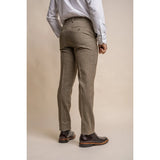 Gaston - Moške hlače iz tvida olivno rjavega karo vzorca