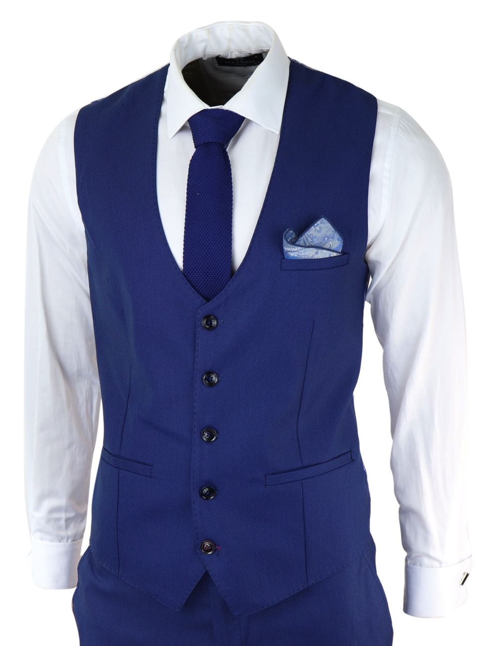 Moška 3-delna kraljevsko modra obleka slim fit klasični ženini Marc Darcy Danny klasična poroka