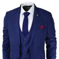 Moška 3-delna kraljevsko modra obleka slim fit klasični ženini Marc Darcy Danny klasična poroka