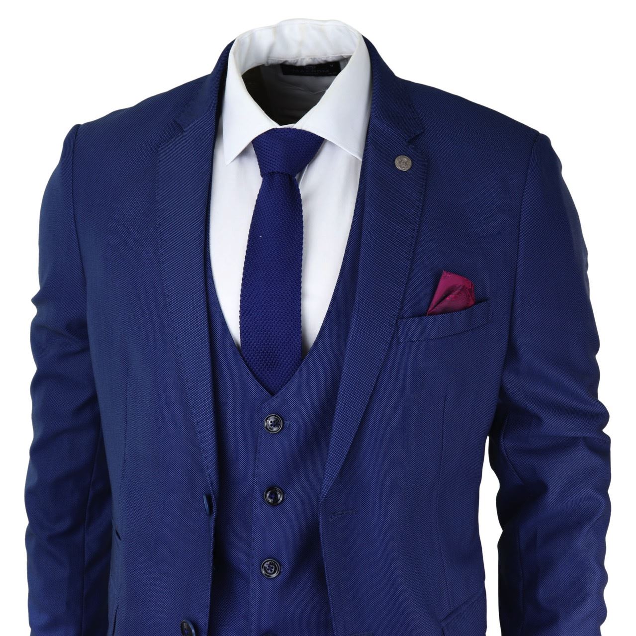 Moška 3-delna kraljevsko modra obleka slim fit klasični ženini Marc Darcy Danny klasična poroka