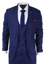 Moška 3-delna kraljevsko modra obleka slim fit klasični ženini Marc Darcy Danny klasična poroka