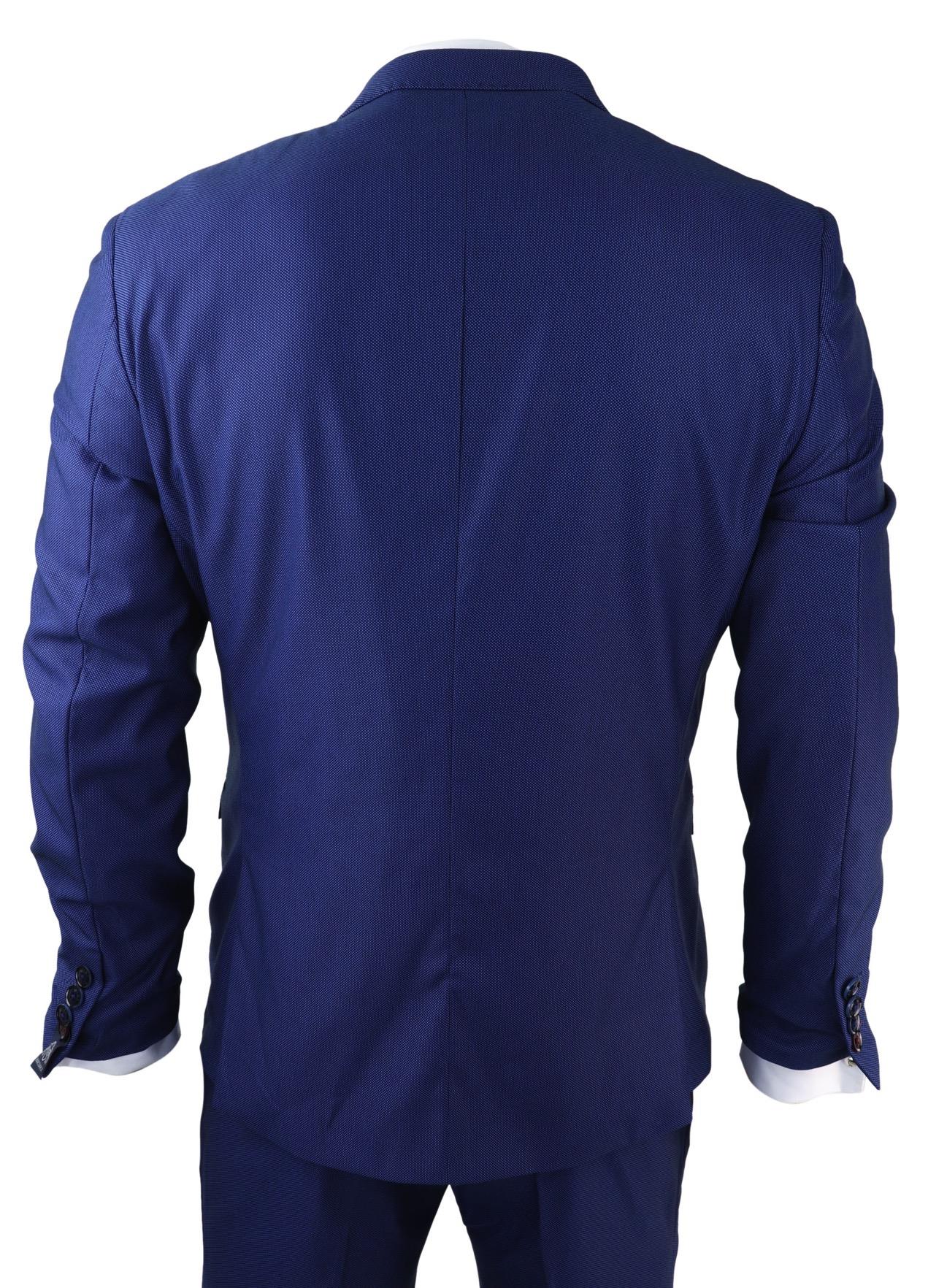 Moška 3-delna kraljevsko modra obleka slim fit klasični ženini Marc Darcy Danny klasična poroka