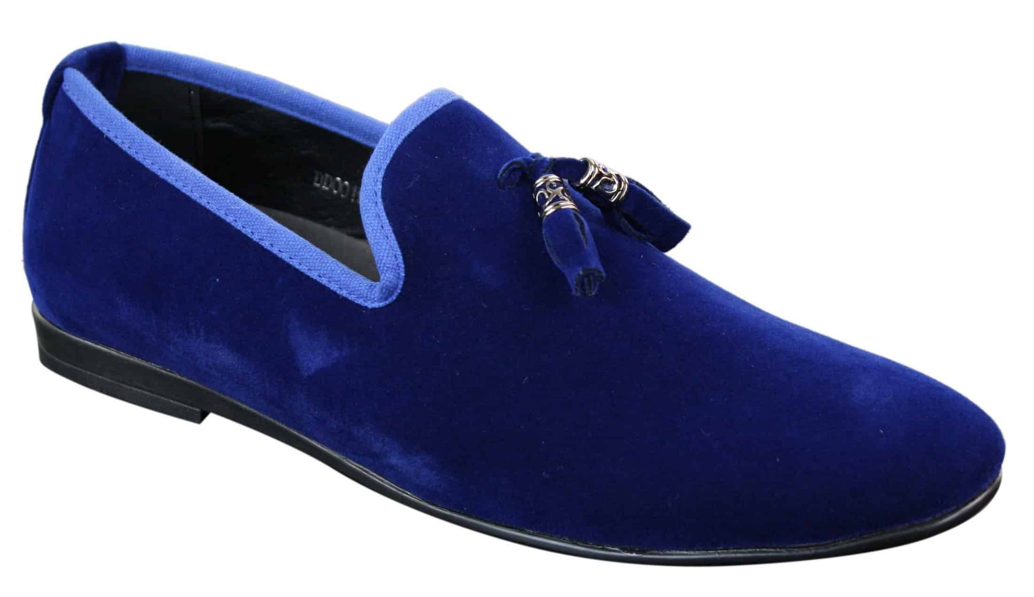Elong dd0019 - Moški žametni brezrokavniki iz semiša z resicami, mokasini, elegantni, vinsko modri