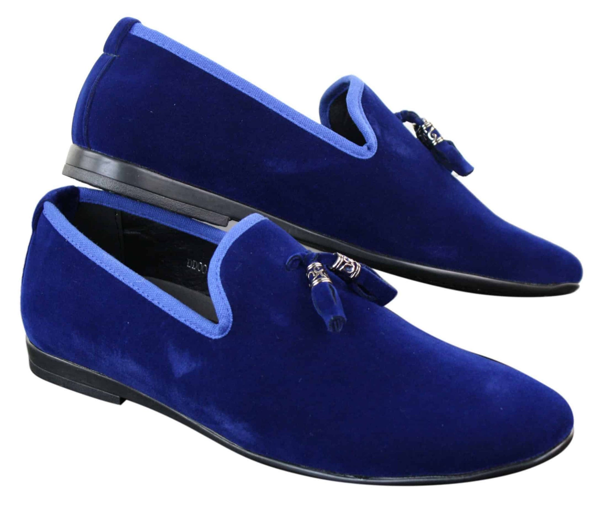 Elong dd0019 - Moški žametni brezrokavniki iz semiša z resicami, mokasini, elegantni, vinsko modri